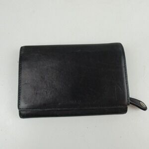 Coach Wallet Mens One Size Black Leather Bifold Zip Coin Card Holder Organizer